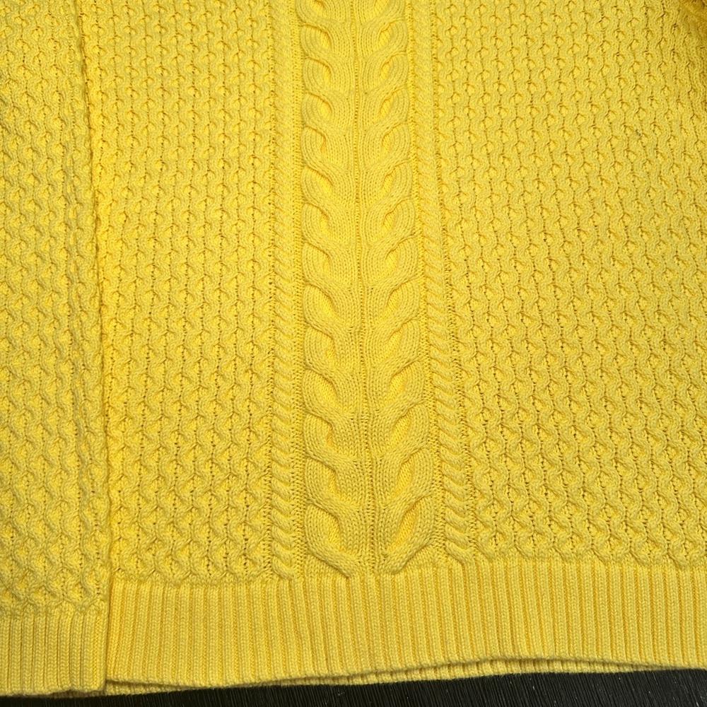 Lands' End Women's Vibrant Yellow Cable Knit Sweater - Picture 2 of 4